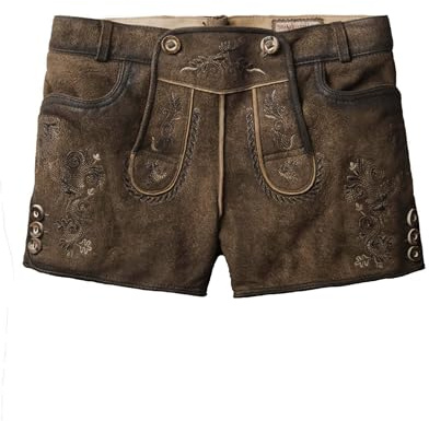Stockerpoint Damen Lederhose Rosy I Größe 32-42 I Bequeme Trachtenhose in edler Hirschoptik mit Gürtel I Aus 100% hochwertigem Wildbockleder I Perfekt für Trachten & Festlichkeiten