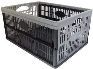 VISS 5 Pack 32 Litre Foldable Crate Plastic Storage Box Basket - Grey, Practical, Neutral - 47.5 cm x 35 cm x 23.6 cm