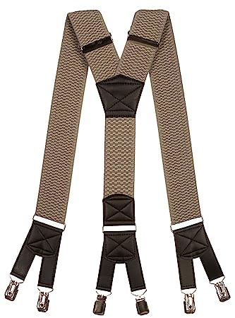 Olata Bretelle da Uomo da Lavoro a Forma di Y, Extra Larghe con 6 Clip, 5 cm. Grigio