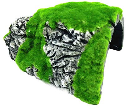 OMEM Reptile Hiding House Cave Landscaping Tortoise Skin Cage Artificial Plant Stone Realistic Moss Flocking Cave Humidification Habitat Decoration (Type C)