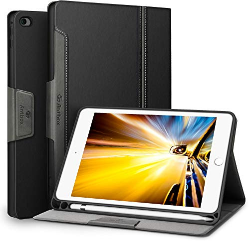 Antbox Hülle für iPad mini 5./4. Generation 7,9 Zoll 2019/2015 Schwarz | PU Leder, Integrierter Stifthalter, Multi-Winkel-Ständer, Auto Schlaf/Wach Funktion