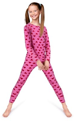 Rocky Thermal Underwear Kids Girls Thermal Underwear Set Long Johns kid Thermals Kid Base Layer kids thermals top bottom set, Thermal Set inner fleece, Medium, Heart Design