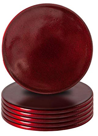 Argon Tableware Metallische Untersetzer - 10cm - Rot - 6. Packung