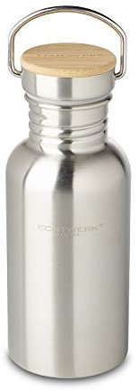 ECHTWERK Practical drinking bottle made of stainless steel with bamboo lid, 500 ml