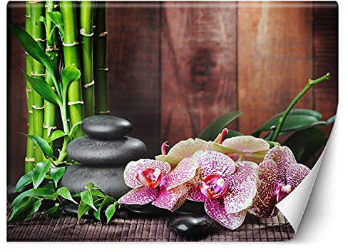 Feeby Papier Peint Intisse Méditation Zen Spa 400x280 cm multicolore Déco Murale Trompe L' Oeil Tapisserie Moderne Salon Chambrea' Coucherr Salle De Bain Cuisine Orchidée Bambou Pierres