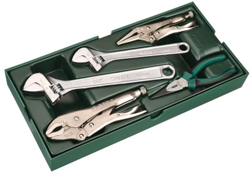 SATA ST09909-02 5 Juego de Llaves Ajustables/Llave Inglesa y Bandeja de Alicates