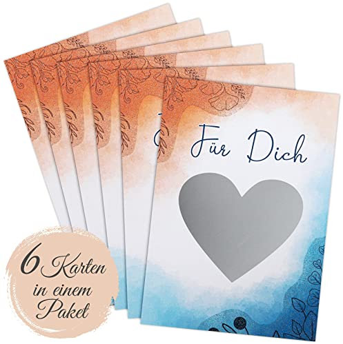 Rubbelkarten zum Selber beschriften 6er Set | Personalisiertes Geschenk - Rubbellose selber machen | Din A6 Geschenkkarte zum Schwangerschaft verkünden | Gutschein verschenken | Orange Blau