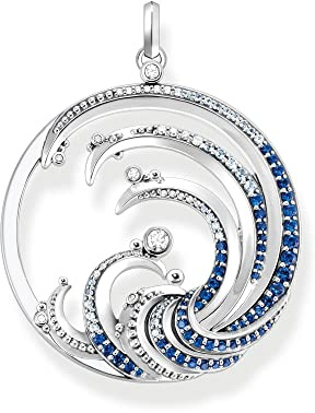 Thomas Sabo Sterling Silver Sterling Silver Wave Blue Stones Pendant PE930-644-1