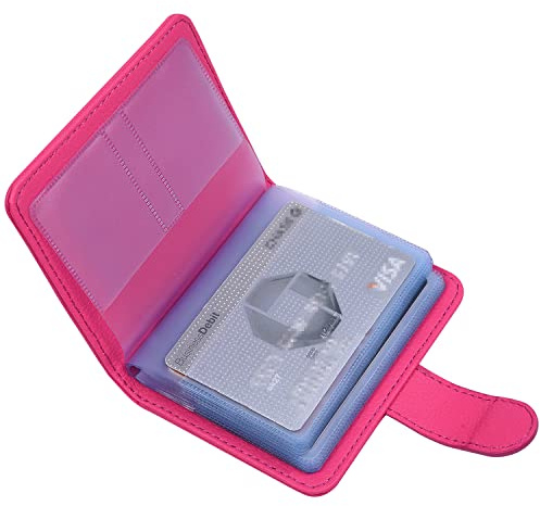 Wisdompro Kreditkartenetui RFID Schutz, Kartenetui f¨¹r 20 Karten und 7 Speicherkarte/M¨¹nzen (HEI?es Rosa)