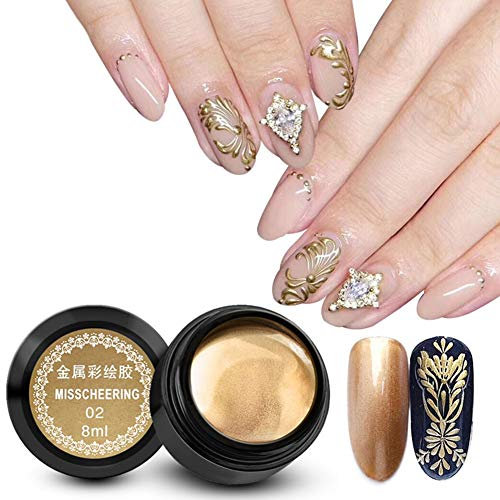 Vernis à Ongles Gel Métallique,Vernis à Ongles Gel 8Ml Bouteille Vernis à Ongles Gel Vernis Métallique Vernis Uv Laque Argent Hacaus 1 Pcs Métallique Peint Vernis à Ongles Gel