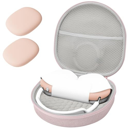 ProCase Custodia per AirPods Max e Smart Case, Pouch Bag Rigida con un Paio di Cover in Silicone per Padiglioni Auricolari, Custodia da Viaggio per Nuovo AirPods Max e Accessori -Rosa