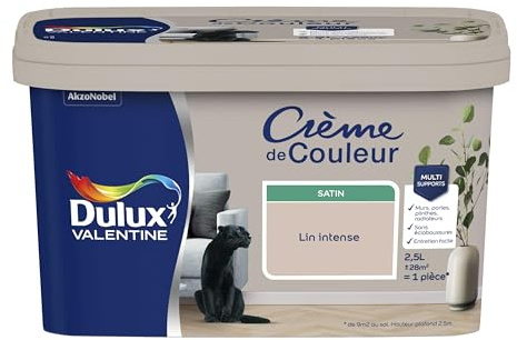 Dulux Valentine Crème de Couleur - Peinture multi-supports intérieure - Satin Lin Intense 2,5 L