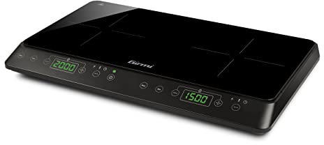 Girmi PI51 Piastra a induzione doppia, 3500 Watt, 15 A, temperature da 60 a 240°C, Nero
