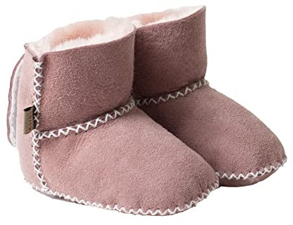 Reissner Lammfelle Engel Baby Booties Modell Paris aus Merino Lammfell mit Fersenverschluss, BB-SCHUH4-ROS-18, Farbe rosa, Schuhgröße 18/19