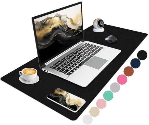 Niviy Schreibtischunterlage Leder,XXL Mousepad,Büro Tischunterlage,Rutschfest PU Office Mauspad Wasserdicht Schreibunterlage Für Büro,Home und Laptop 80X40CM,Schwarz Rutchfeste Wildleder