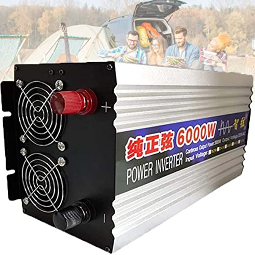 FENGSSLL 1000W/2000W/3000W/4000W/5000W/6000W/8000W 12V 24V 48V 60V 72V a 220V/230V Onda sinusoidal Pura Inversor de Corriente DC AC Power Inverter Transformador de Voltaje para Camion,6000W-24V