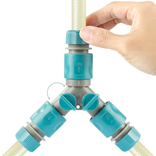 Navaris Sdoppiatore per Tubo Irrigazione Giardino - Splitter a Doppia Uscita Maschio con Ingresso Maschio - Doppio Raccordo per Tubi Giardinaggio - con 3 Connettori Rapidi da 1/2