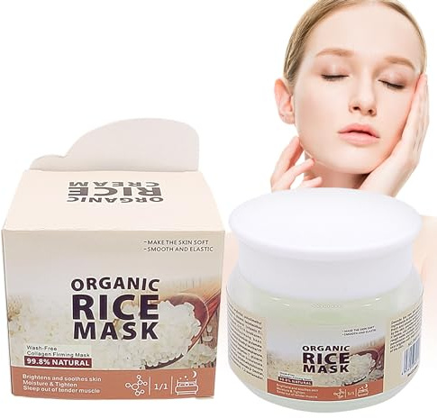 Crema facial de pulpa cruda de arroz | Mascarilla hidratante sin enjuague para la cara, mascarilla para dormir | Productos de belleza para viajes, hogar, viajes de negocios, dormitorios, Teksome