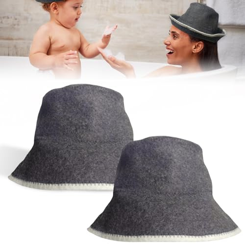 Molbory Lot de 2 chapeaux de sauna en feutre - Pour homme et femme - Accessoires de sauna - Gris