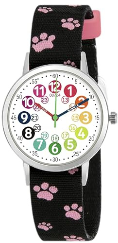 CHAOTECHY Kinderuhr für Mädchen und Jungens. Kleine Kinder Lernen die Zeit kennen und leicht zu lesen. Justierbares Nylon Armband, Analog Uhr für Jungens und Mädchen zwischen 4 bis 11 Jahren