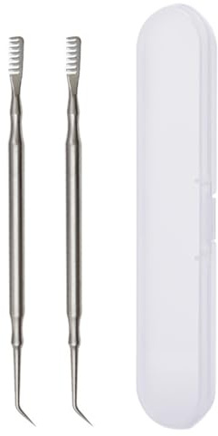 NTRUXZP 2 Piezas Peine Accesorio Levantar Pestañas Cepillo de Separador Pestañas Peine de Acero Inoxidable Aplicación de Extensione Lash Lift Con caja de almacenamiento(Plateado)