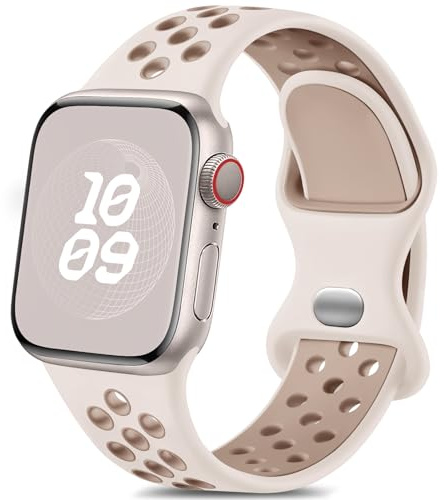 Epova Andningsbart armband, kompatibelt med Apple Watch 38 mm, 40 mm, 41 mm, silikonersättningsband, kompatibelt med iWatch SE Series 9, 8, 7, 6, 5, 4, 3, 2, 1, stjärnljus/sten, liten