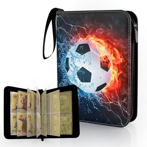 ZUYIST Sammelalbum Fußball Karten,50 Seiten Sammelkarten Album 400 Karten,K | Kapazität PU Wasserdichte Sammelalbum Karten Fussball mit Reißverschluss,Kompatibel mit Allen Arten von Karten