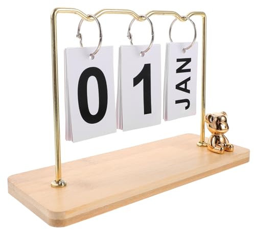 JEWEDECO Tischkalender Schreibtischkalender Aus Holz Monat Und Datum Desktop-planer Für Das Home Office