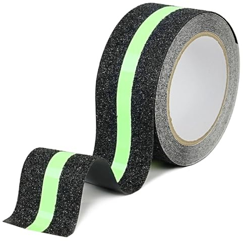 CHUANGSEED Ruban adhésif antidérapant escalier avec film Lumineux Brille dans Le Noir,5cm x 5m,Ruban Sécurité Antidérapant Phosphorescent pour escaliers intérieur et extérieur et les marches