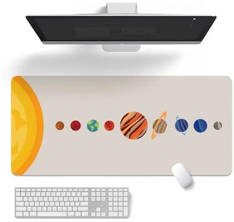 Tapis de Souris Gaming 700x400x3mm XXL Grand Mouse Pad,Système Solaire Terre Tapis de Souris,avec Bords Cousus,Base en Caoutchouc Antidérapante,Surface Spéciale Améliore la Précision et Vitesse