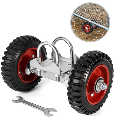 Aukivon 6 inch Rolling Gate Rubber Wheel Carrier, Double U-Bolts Sliding Gate Rollers for Driveway Chain Link Fence Metal Tube Gates 550lb Capacity, Stainless Sliding Gates Wheels with Hardware Kit