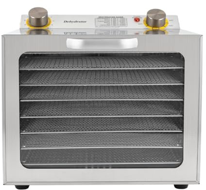 Deshidratador automático de 6 bandejas, máquina de secado de alimentos de acero inoxidable, 400 W, 30-90 ℃, para la mayoría de tipos de frutas, verduras, hierbas, carne, especias