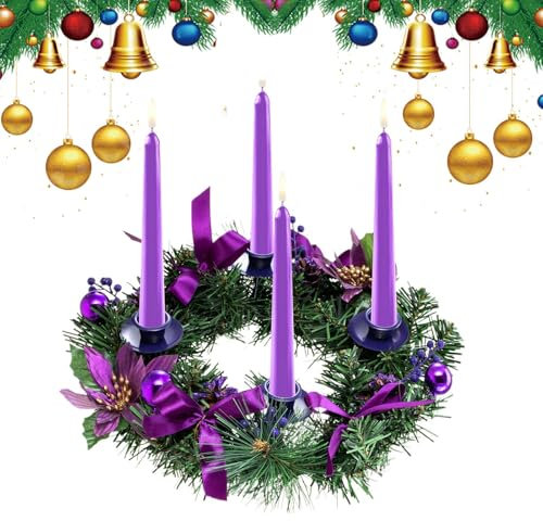 Portavelas con Corona de Adviento - Portavelas de Adviento | Corona de Adviento | Corona de Velas de Adviento | Anillo de Vela de Pino | Decoración de la Temporada del Calendario de Adviento | Candel