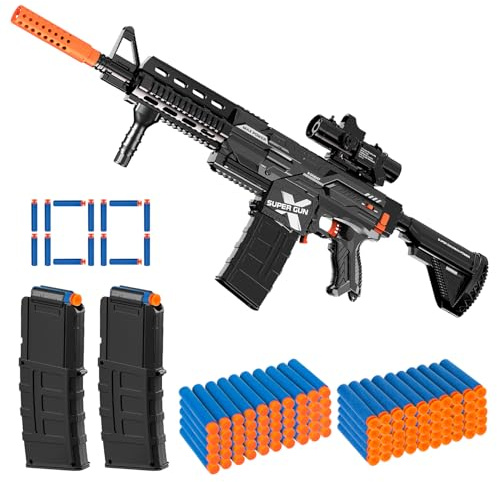 Electric Automatic Toy Gun for Guns Sniper Soft Bullets Shoot Faster Burst Soft Bullets Toy Gun for Boys,Toy Foam Blasters & Guns with 100 Toy Sniper Darts for Kids Black