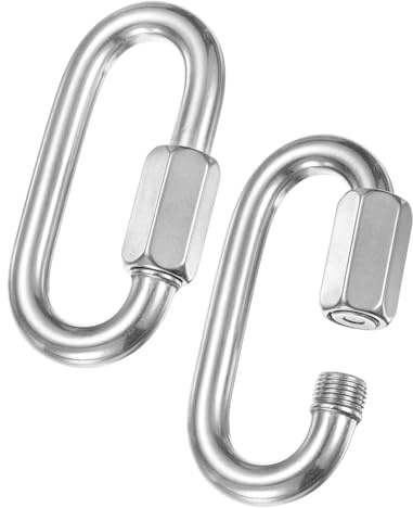 M METERXITY 2-Pack Maillon Rapide De Chaine, M14 9/16 Acier Inoxydable 304 A Forme Swing/Camping/Randonnee/Sac A Dos, Anneau A Vis A Cles De Serrage [Argent]