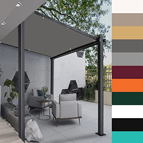 Vela ombreggiante impermeabile 4 x 6 m per cortile, terrazza, balcone, grigio scuro, baldacchino, copertura per pergola, con copertura per portico recinto