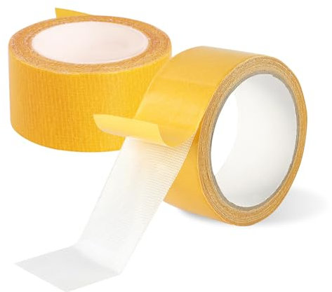 2 Rolls Double Sided Fabric Tape 3cm x 10m, Multipurpose Mounting Tape Double Sided Tape Heavy Duty for Fixing Clothes,Carpet, Wall Decor, Poster, Art, DIY Crafts