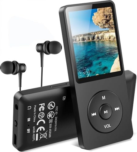 AGPTEK Lettore MP3 Classico 64GB, Riproduzione Musicale Hi-Fi Senza Perdita, Player MP3 Sportivo Compatto per Bambini/Adulti, Walkman Portatile, Capacità Scheda TF fino a 128G(Senza Scheda TF), Nero