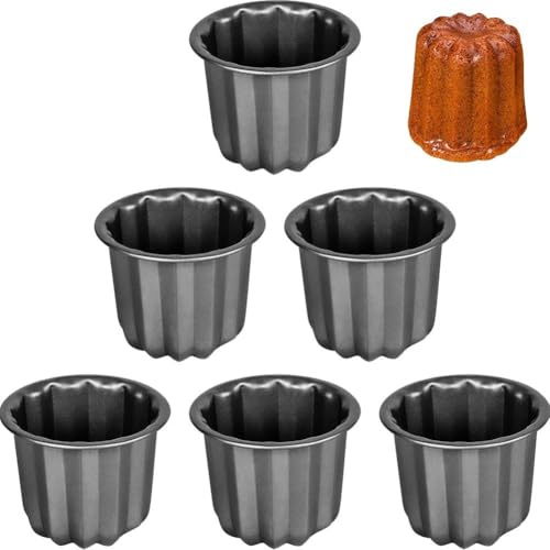 Abbdbd 6 Unids/Set Caneles Molde De Acero Carbono Canele Moldes para Hornear Molde De Canele Antiadherente Mini Latas para Pasteles Pastelería Molde para Galletas Herramienta para Hornear