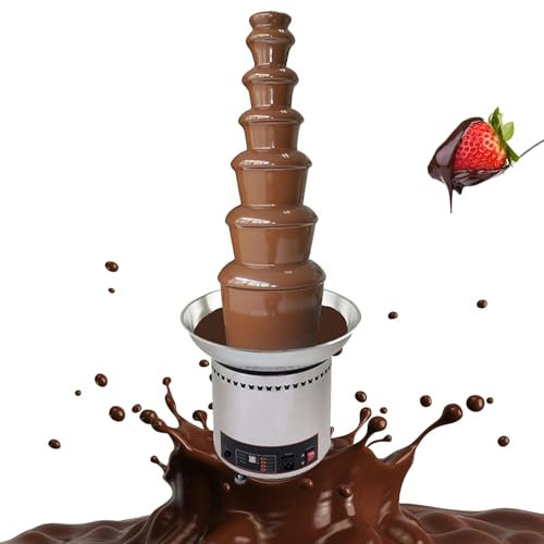 guoyjmm Máquina Eléctrica para Fondue de Chocolate, Fuente de Chocolate Caliente De Acero Inoxidable de 4/5/6/7 Niveles, Torre Grande Comercial para Fondue de Chocolate Caliente, para Fiestas,7Tier