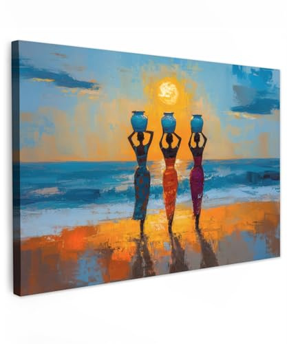 MuchoWow© Stampa Foto 90x60 cm Quadro Moderno Quadri Moderni Soggiorno Con Cornice Stampe Da Parete Camera Da Letto Matrimoniale Decorazione Canvas Donne - Spiaggia - Tramonto