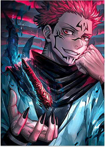 ERUZO 5D-Diamant-Kunst-Set für Erwachsene, Jujutsu Kaisen-Diamantmalerei für Kinder, Kreuzstich-Set für Anfänger, Wandkunst, 30 x 40 cm