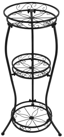 Dokiiovo Soporte de metal para plantas, 3 niveles, redondo, soporte para plantas, escaleras de flores, estantería de esquina, soporte decorativo para salón, balcón, terraza, jardín, interior y