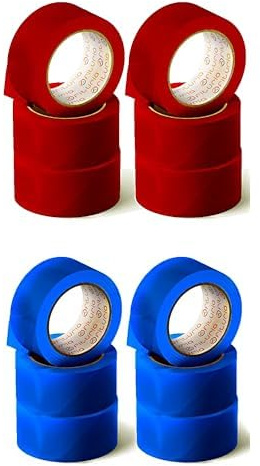 OFITURIA Lote Cinta Adhesiva de Embalaje – 6 uds. Rojas + 6 uds. Azules (66m x 48mm) – Precinto de Colores Vibrantes para Organizar, Decorar o Embalar Cajas y Envíos