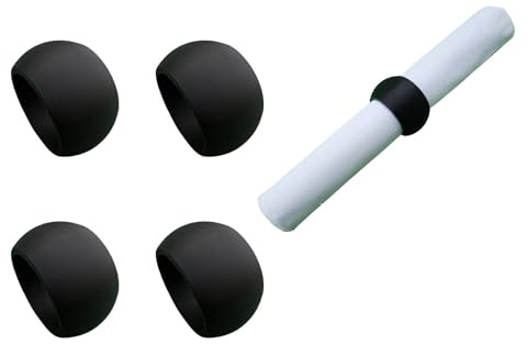 Serviettenringe 4er Set – Modernes Design aus Bambus-basiertem Material – Serviettenringe in Schwarz - 4X Serviettenring - 4X Napkin Ring - Farbe und Typ wählbar (Schwarz, Klassisch)