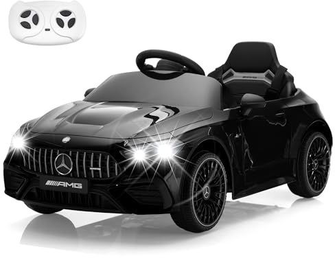 TOBBI Kids Electric Ride On Toy Car, Toddlers Battey-Powered Vehicle with Parental Remote Control/Soft Start/3 Speeds/Horn & LED for Children Ages 3-6 Years-Black