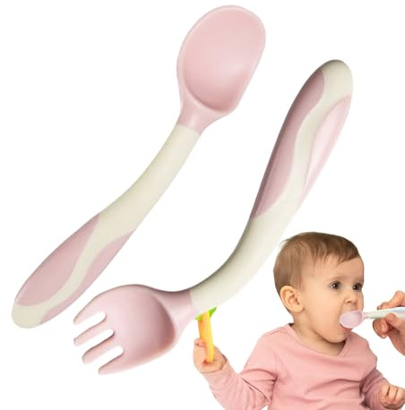 Baby Cutlery Set - Weaning Spoon and Fork, Ergonomic Learning Utensils For Food Weaning Phase
