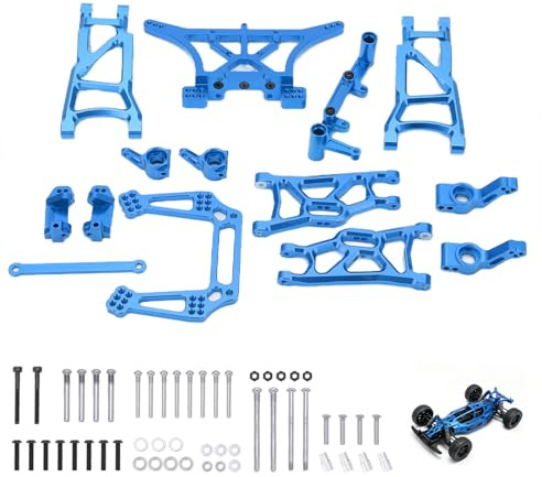equlup Aluminium främre bakre fjädring A-armen slipstång RC arm styrning kopp kit 1/10 RC metall uppgraderingsdelar för TRAXXAS SLASH 2WD (blå)