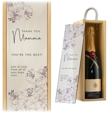 A1 Graphics Ltd Personalised Wine Box Custom Printed Couples Gift for Mother's Day - Purple Lilies (Frosted Lid)