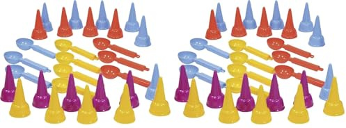 Lena 05501 - Happy Sand Kiga Set Eiswaffel und Eislöffel, 30 Teile, Sandspielzeug für Kinder ab 2 Jahre, Ausstattung für Kindergärten oder Geburtstags Party mit 20 Eistüten und 10 Löffel